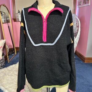Entro Black Sweater with Pink and Gold Accents